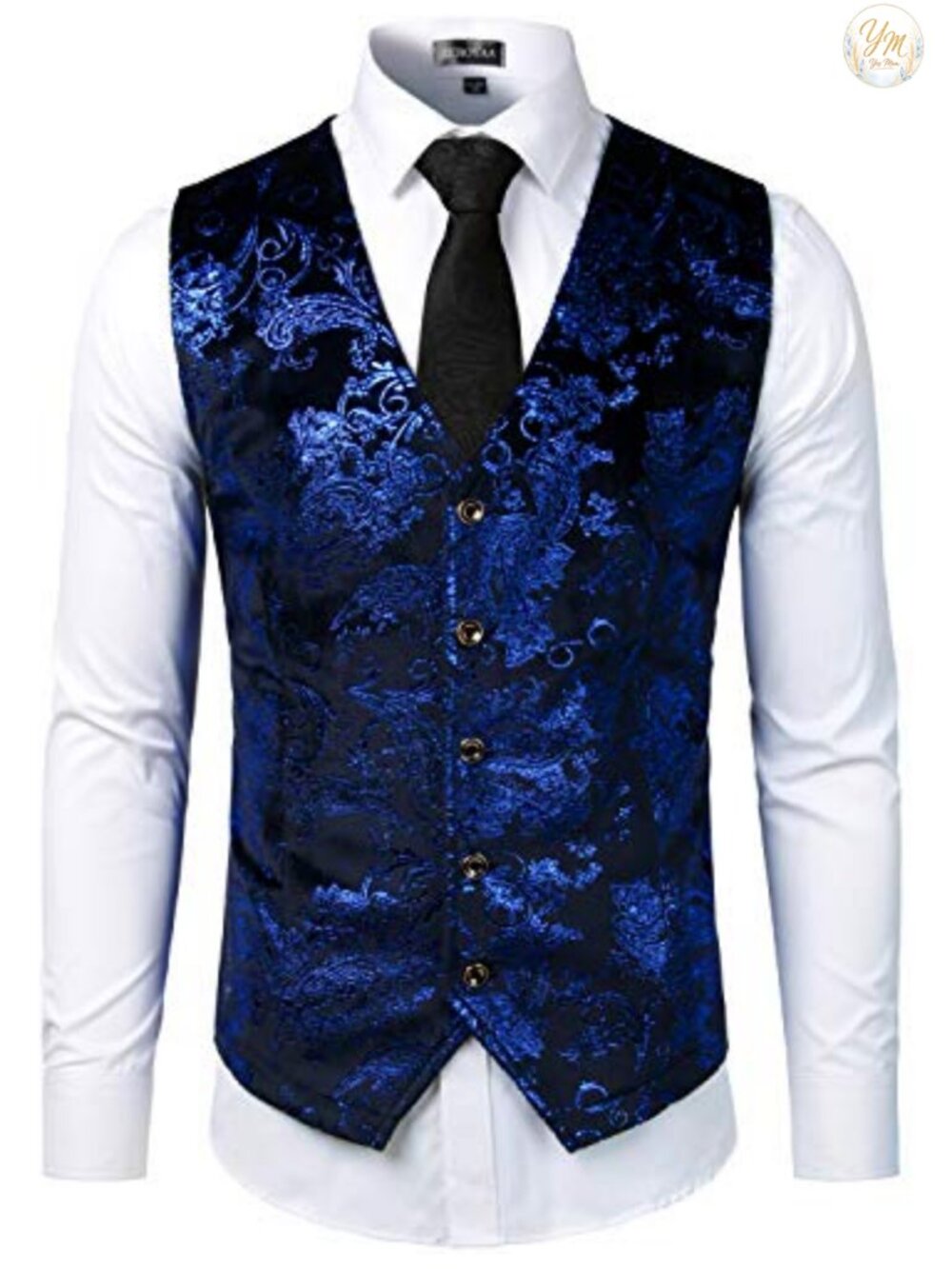 Men's Metallic Paisley Suit Vest Waistcoat Slim Fit Velvet